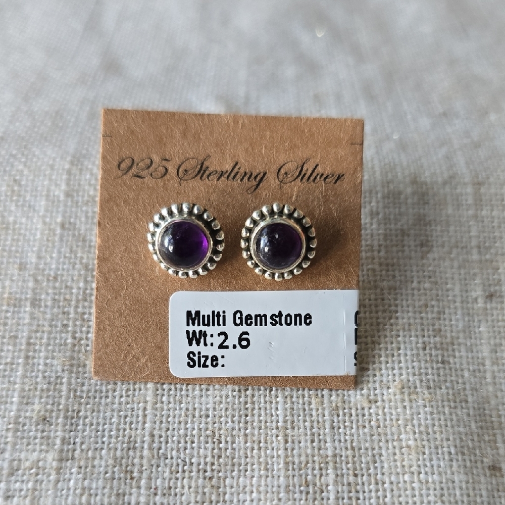 925 Sterling Silver~Amethyst~ Stud Earrings